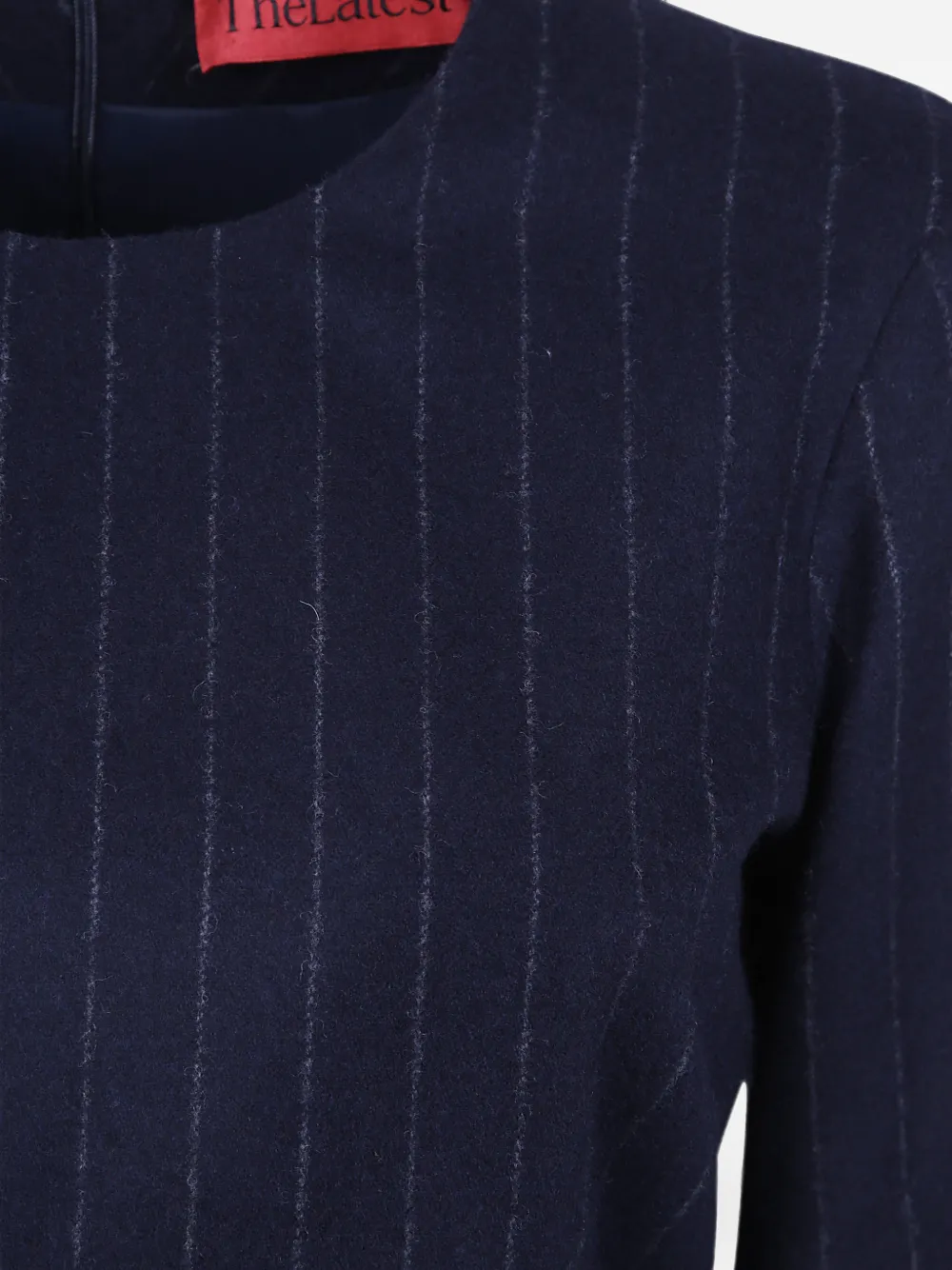 THELATEST Top met krijtstreep en lange mouwen Blauw