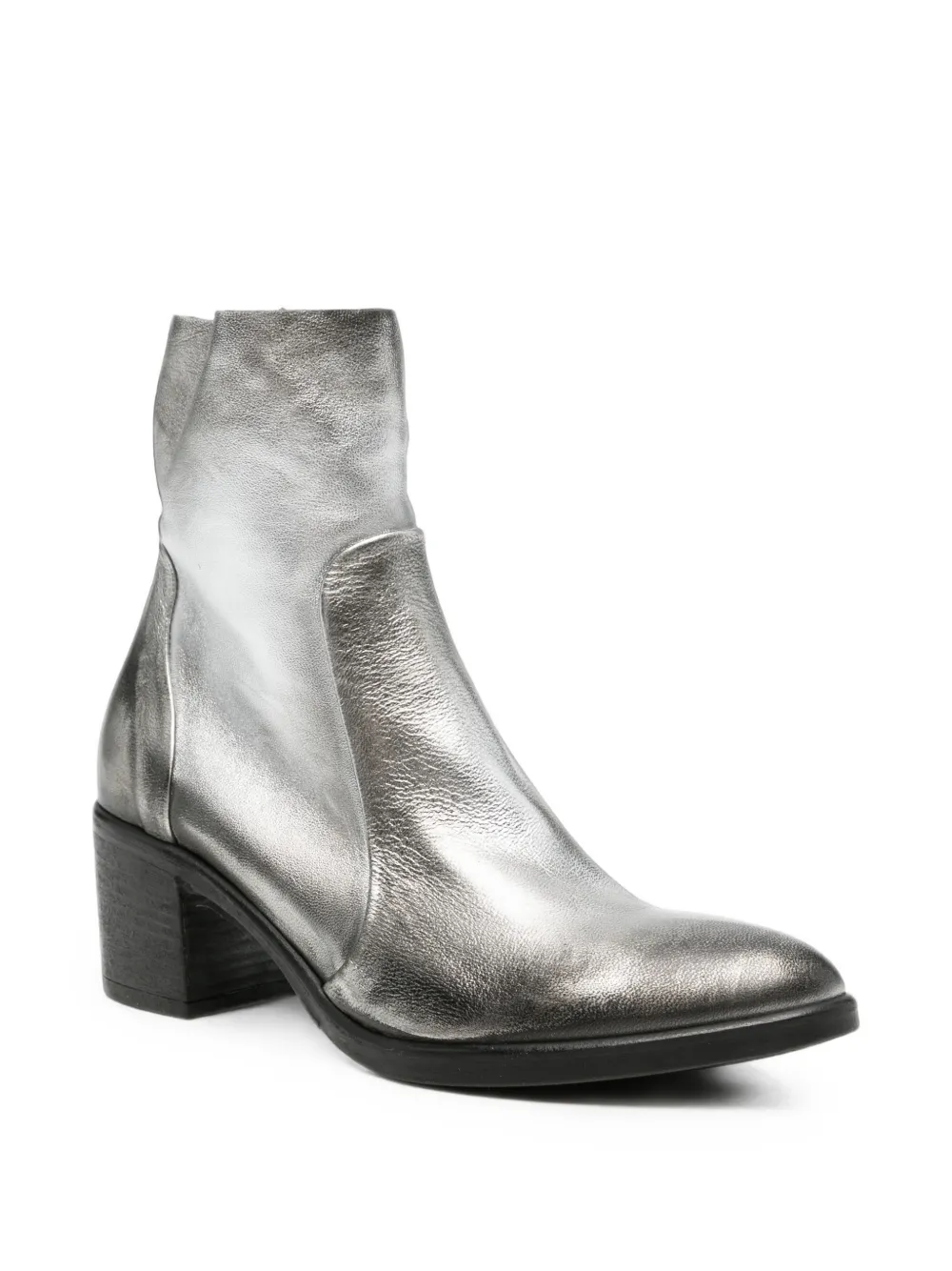 strategia shoes Leren metallic enkellaarzen Zilver