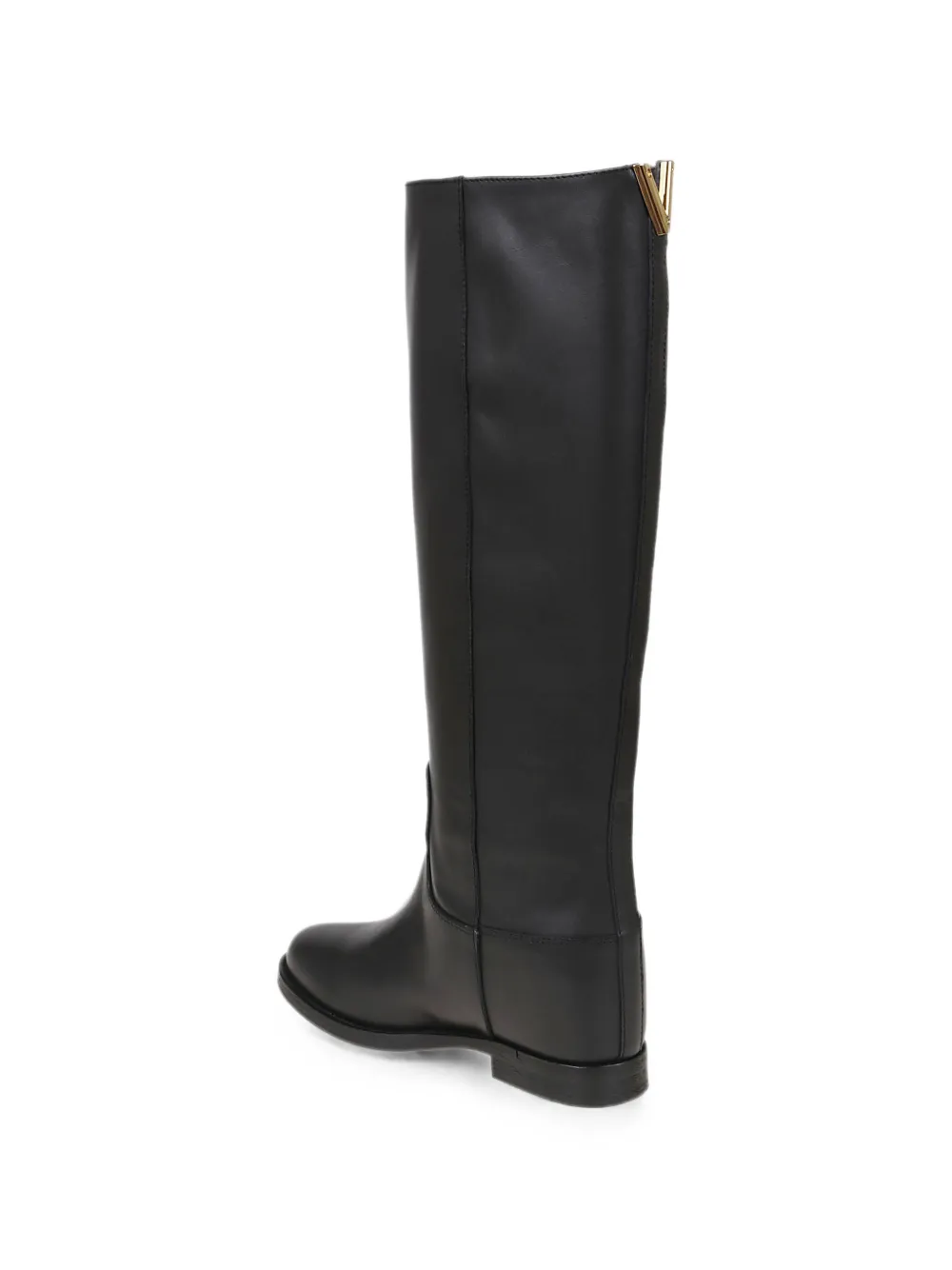 Via Roma 15 V-logo inner wedge-heel knee-high boots Zwart