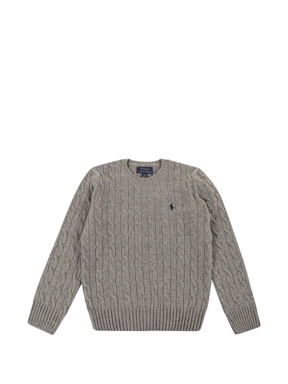 POLO RALPH LAUREN KIDS cable-knit embroidered-logo sweater - Grigio