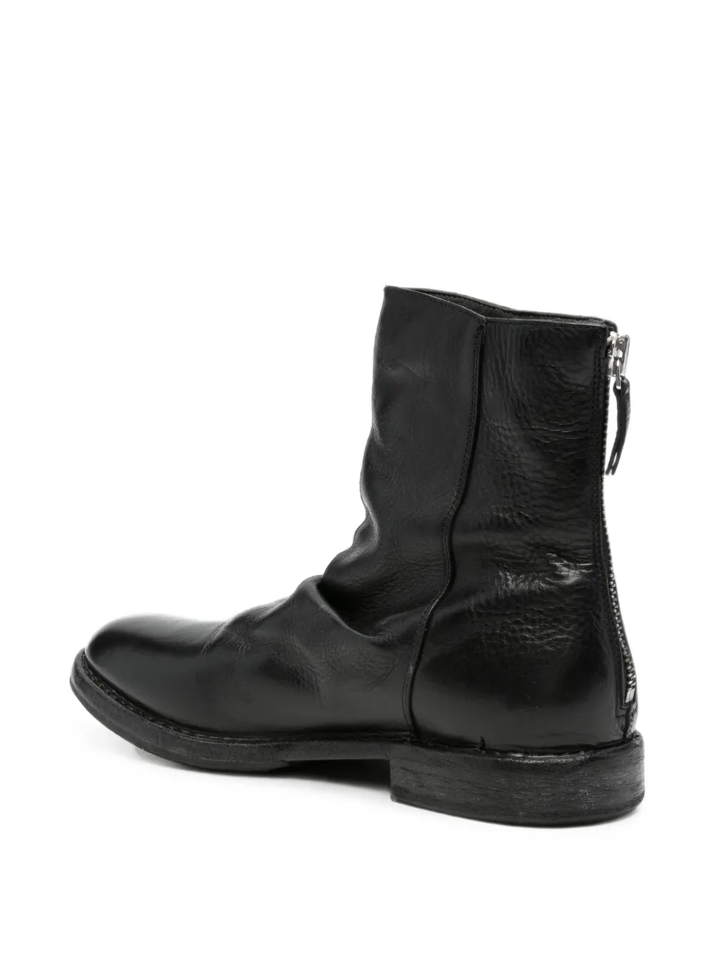 Moma Arizona rear zip-fastening leather boots Zwart
