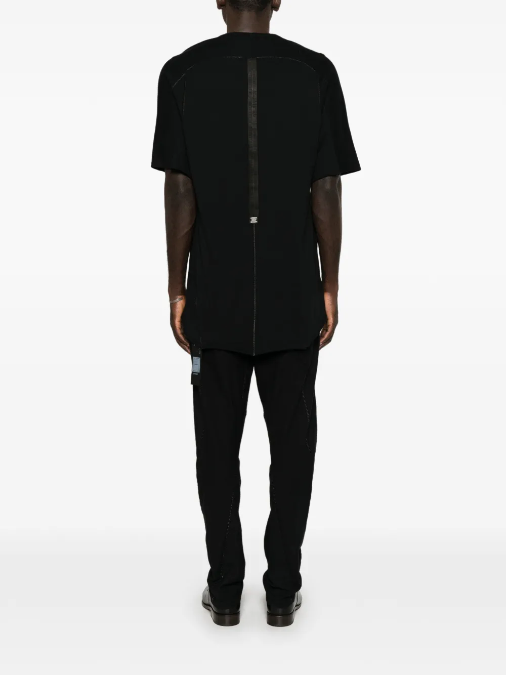 69 BY ISAAC SELLAM exposed-seam metal-staple T-shirt Zwart