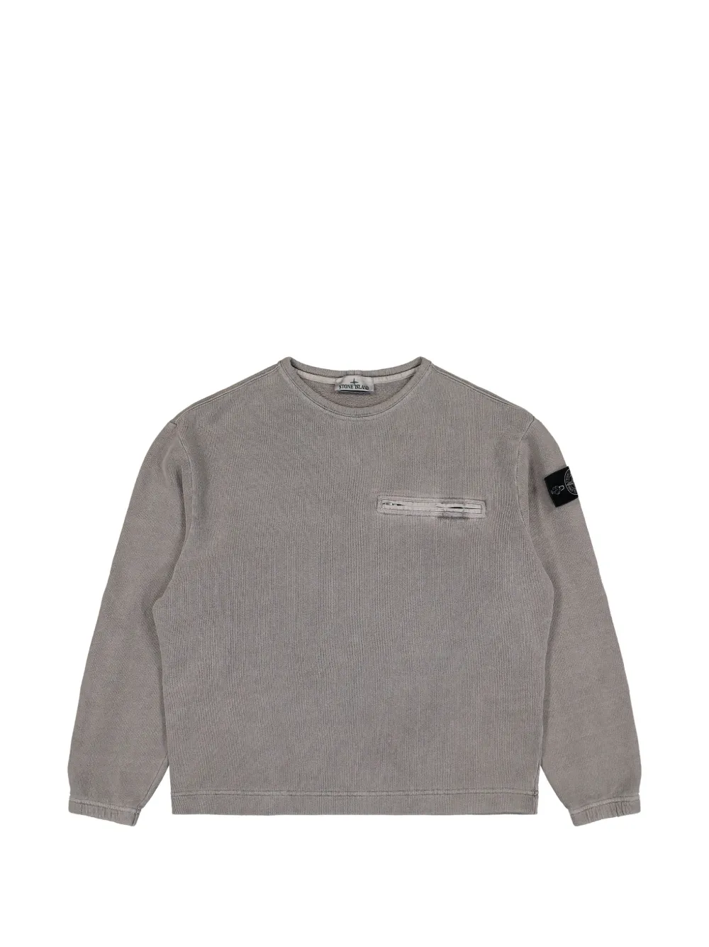 Stone Island 6100028 mineral-dyed cotton-fleece oversized-fit crewneck sweatshirt with chest pocket - Grau