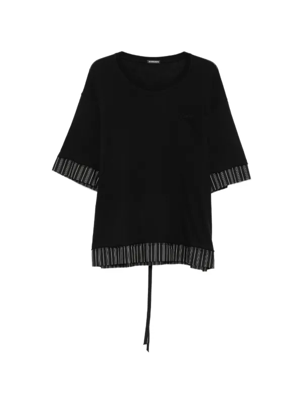 Ann Demeulemeester Striped-trim Rear-tie T-shirt in Black