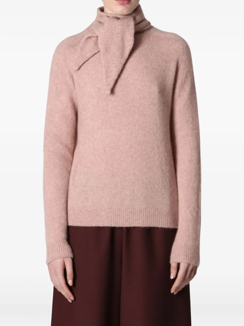Roberto Collina Maglione con foulard - Rosa