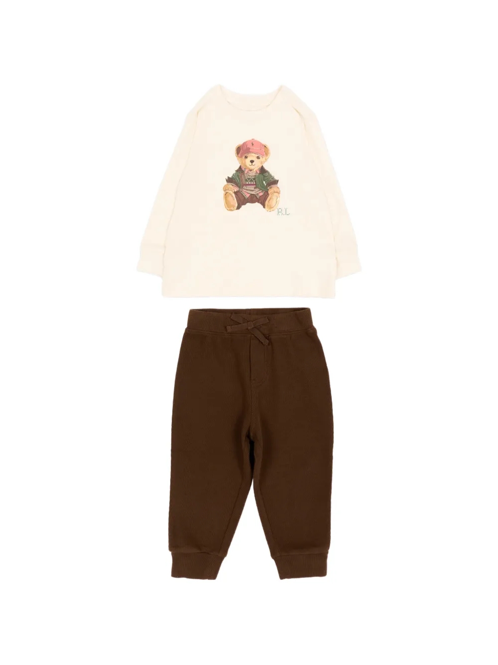 POLO RALPH LAUREN KIDS Polo Bear cotton T-shirt & jogging bottoms - Nude