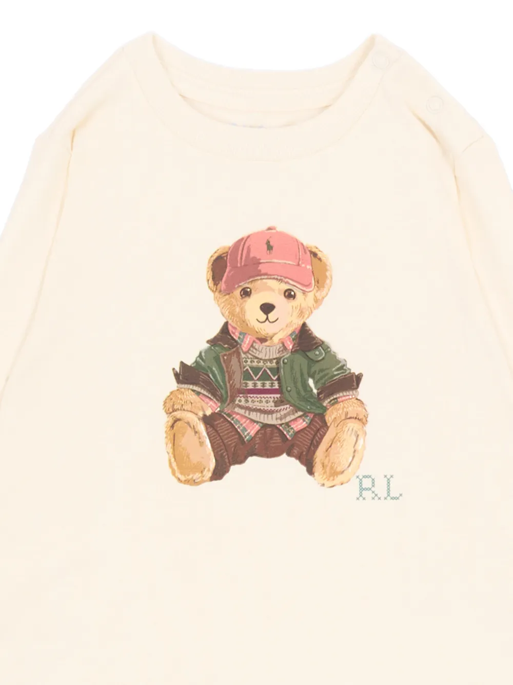 POLO RALPH LAUREN KIDS Polo Bear katoenen T-shirt en joggingbroek Beige