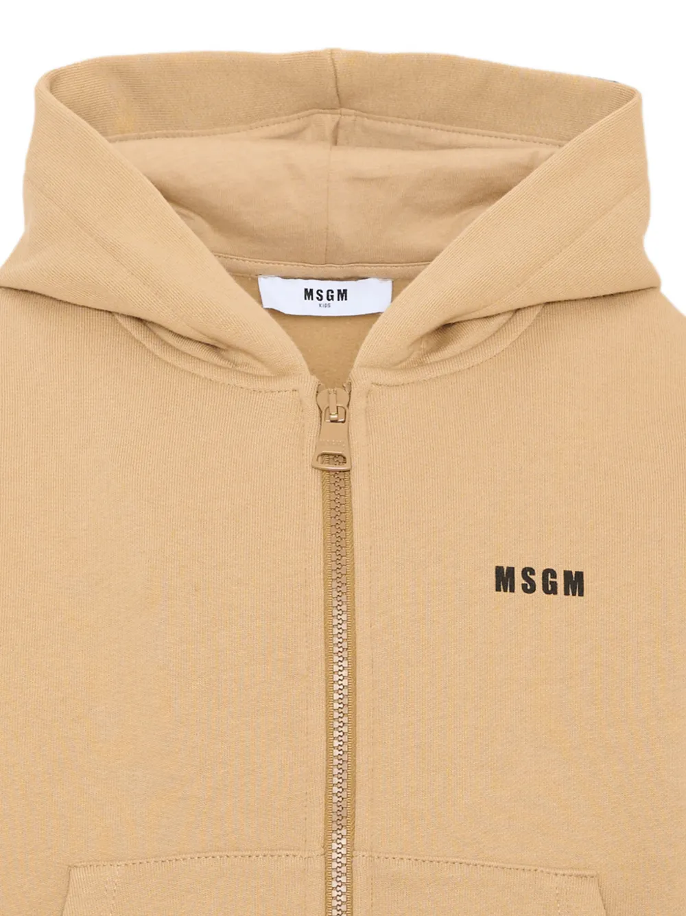 MSGM Kids Hoodie met logoprint en rits Beige