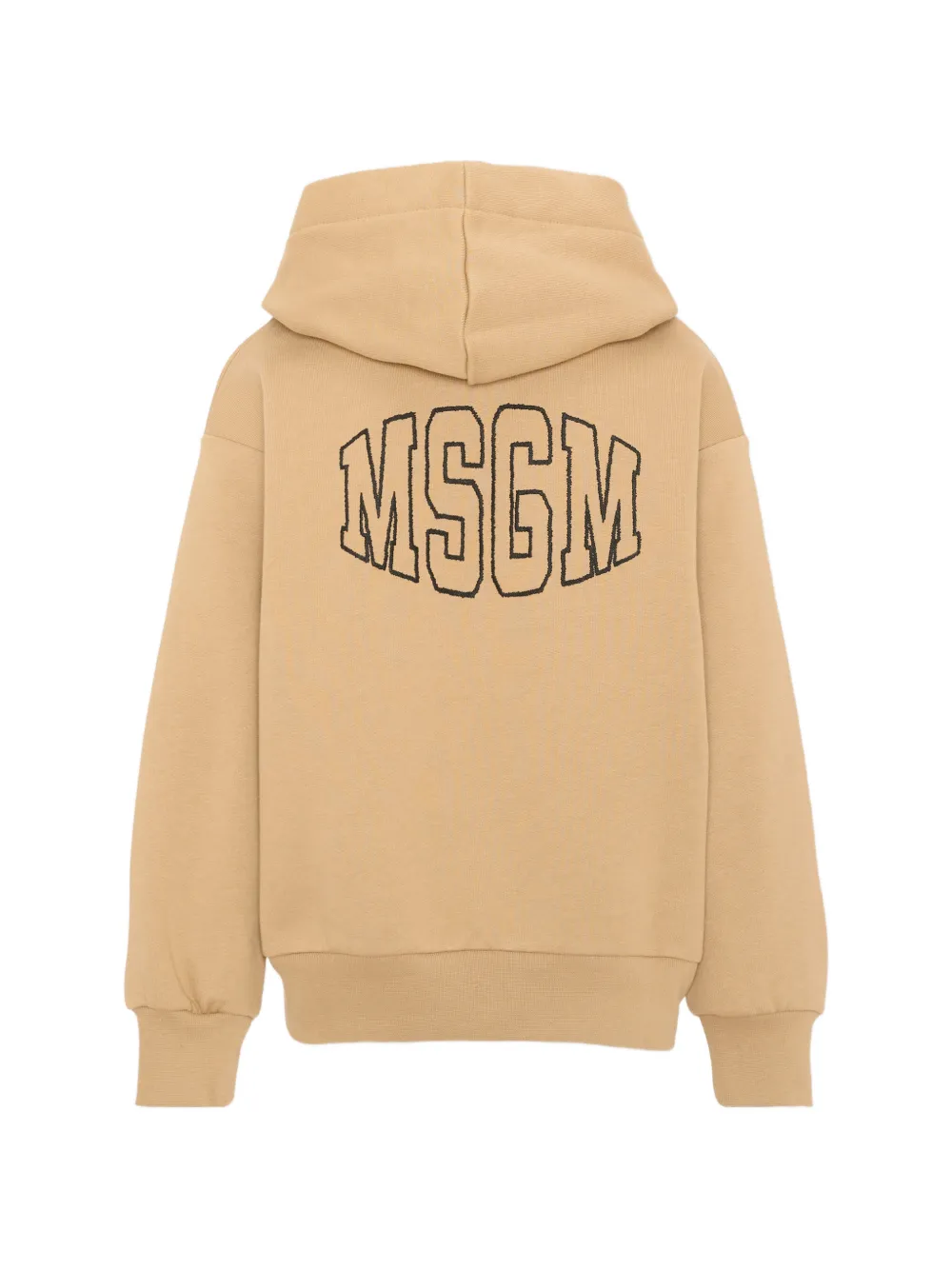 MSGM Kids Hoodie met logoprint en rits Beige