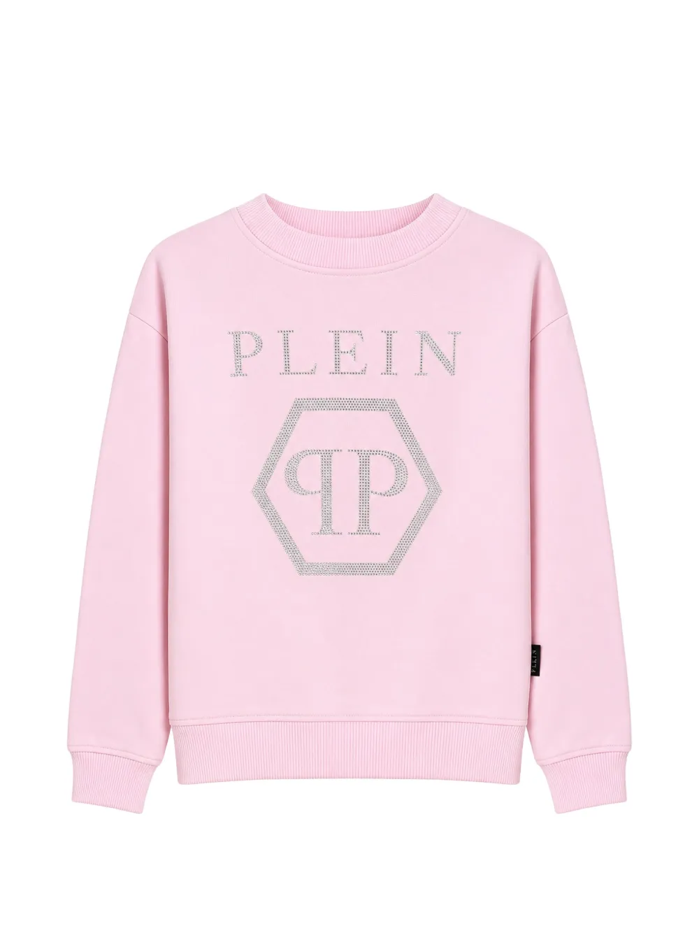 Philipp Plein Junior rhinestone-embellished logo-patch sweater - Rosa
