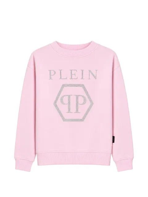 Philipp Plein Junior rhinestone-embellished logo-patch sweater
