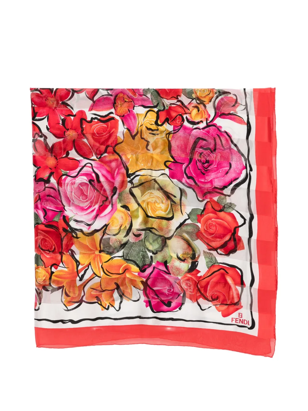 Fendi Pre-Owned 1990s Seidenschal mit floralem Print - Rot