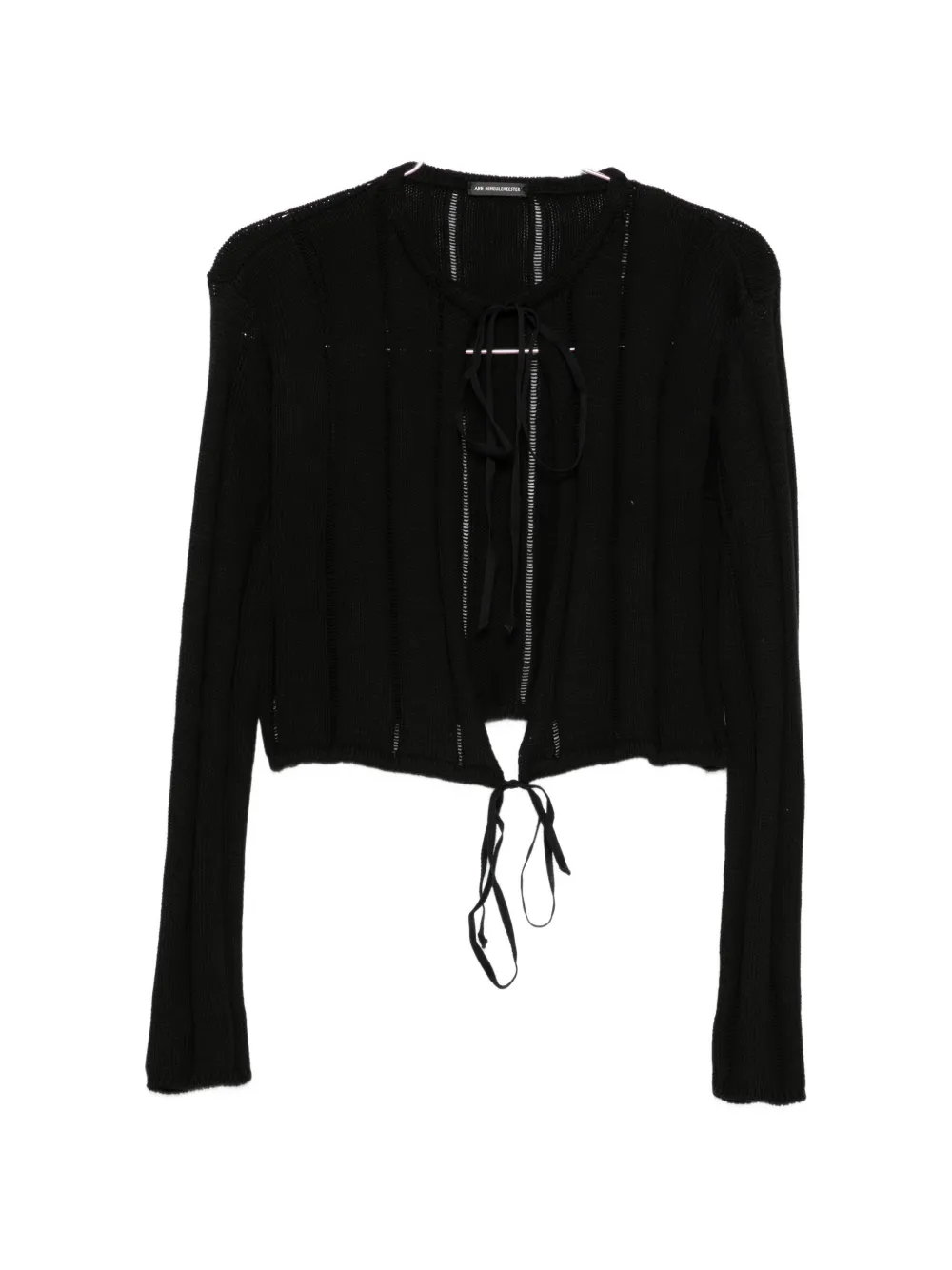 Ann Demeulemeester Tie-fastening Open-knit Cardigan In Black
