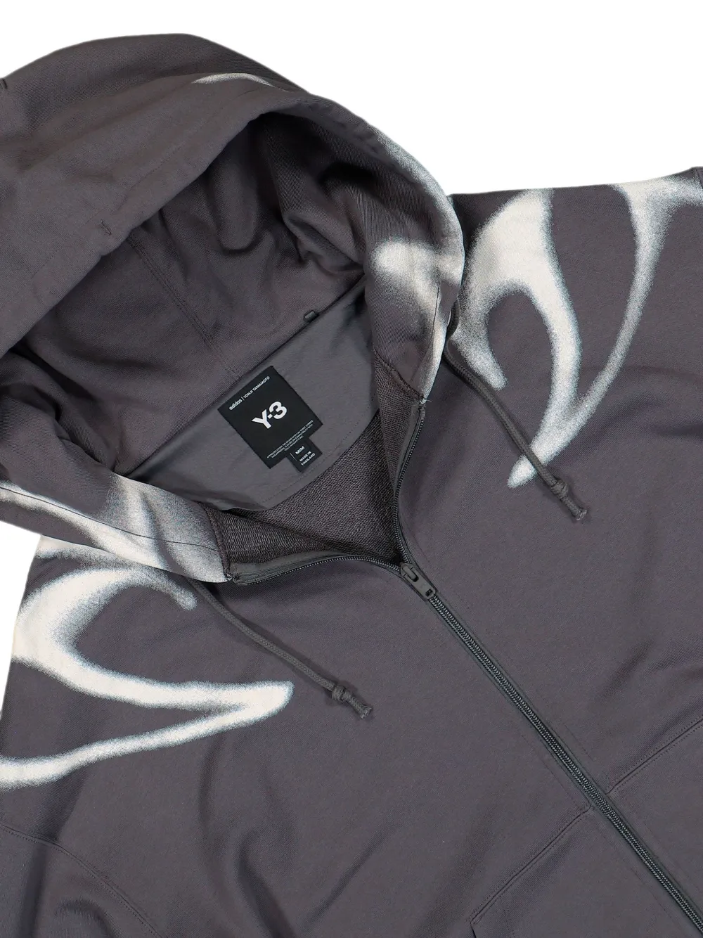 Y-3 Chito badstof hoodie met rits en grafische print Grijs