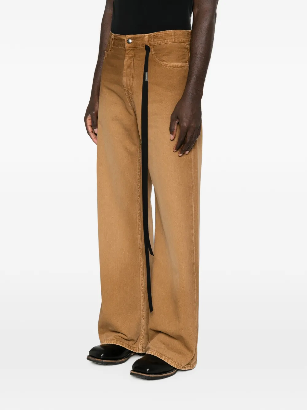 Ann Demeulemeester Long-strap Wide-leg Trousers in Brown, view 3