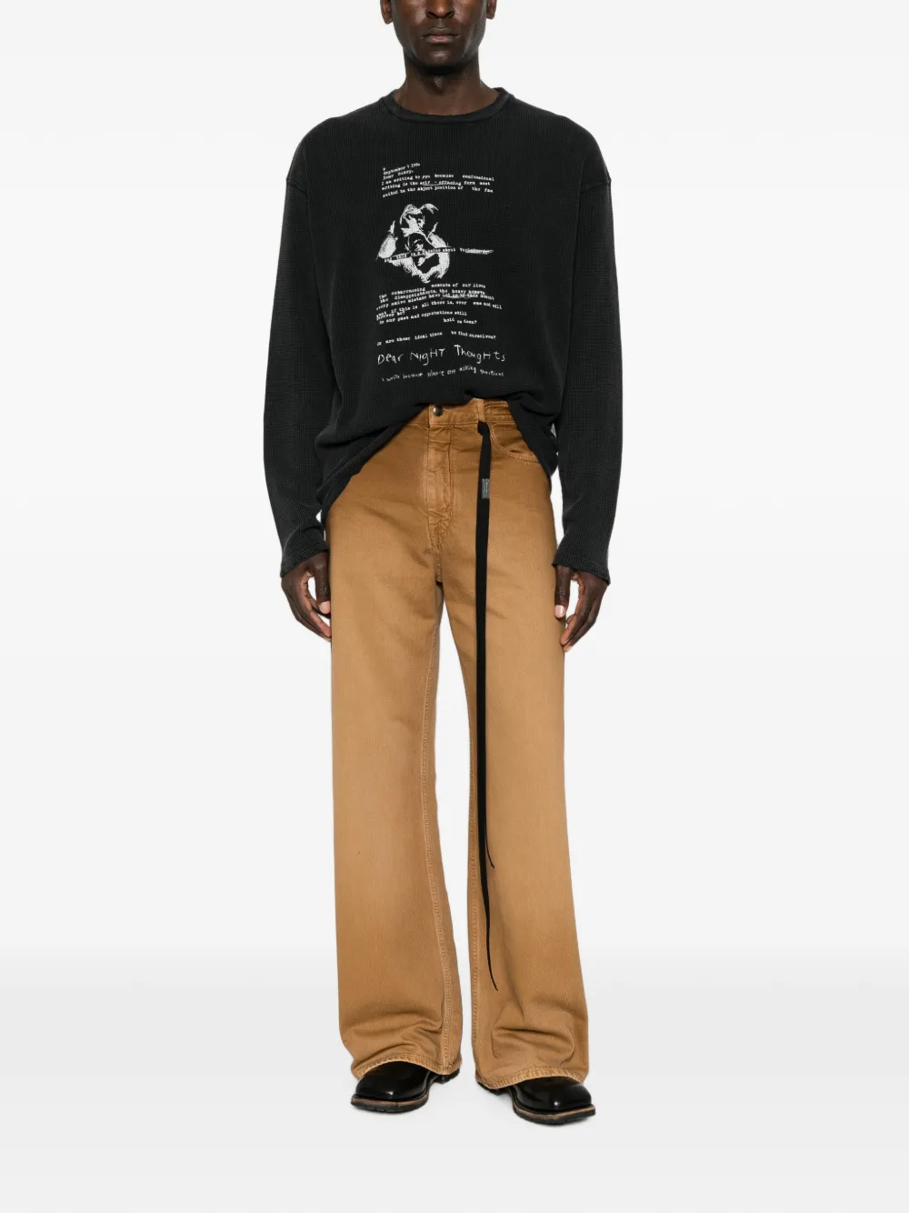 Ann Demeulemeester Long-strap Wide-leg Trousers in Brown, view 2