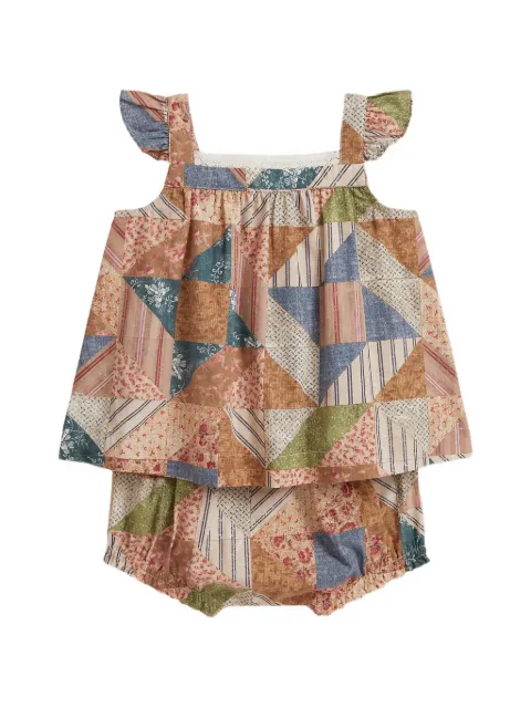 POLO RALPH LAUREN KIDS patchwork ruffled shorts set (set of two)