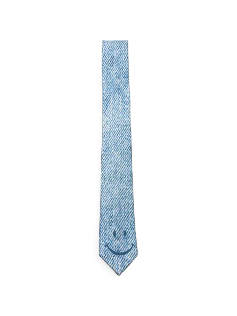 Moschino denim-print silk tie