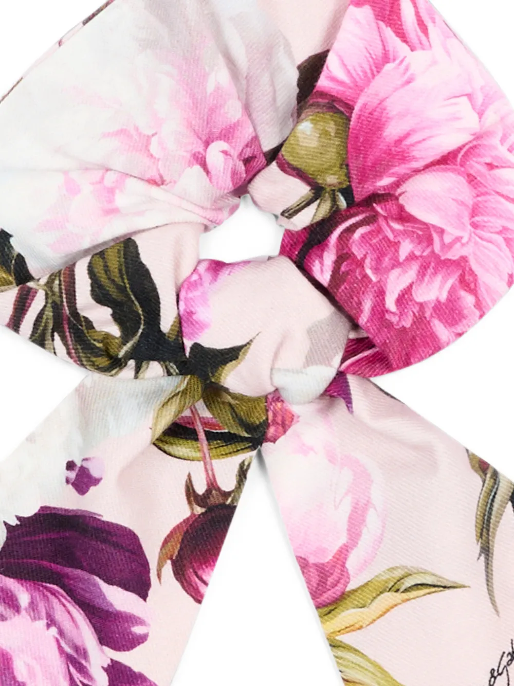 Dolce & Gabbana Kids Flanellen scrunchie met pioenrozen-print