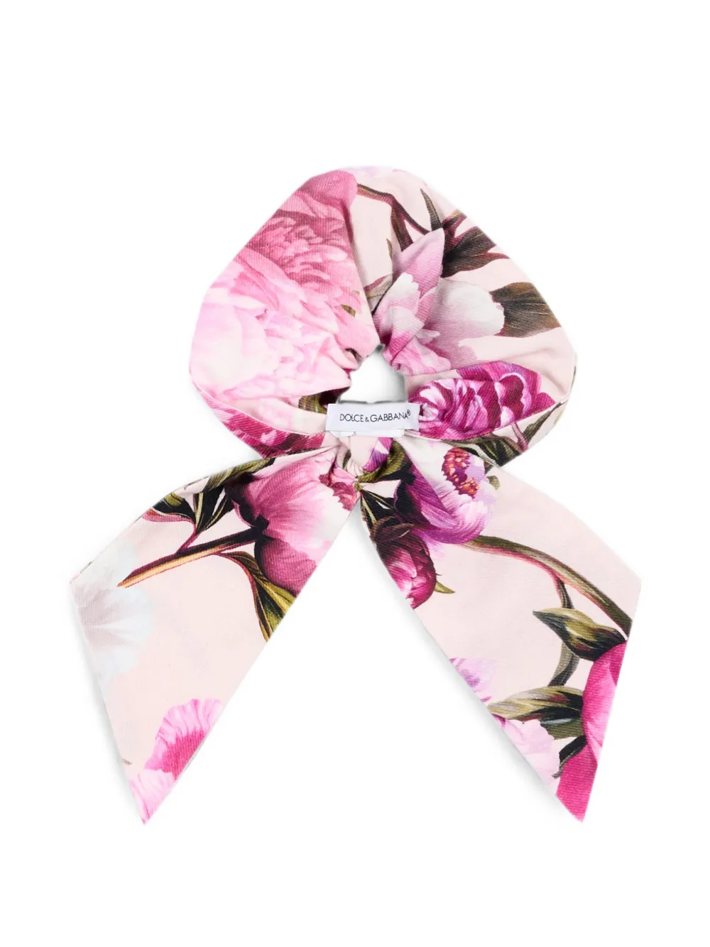 Dolce & Gabbana Kids Flanellen scrunchie met pioenrozen-print
