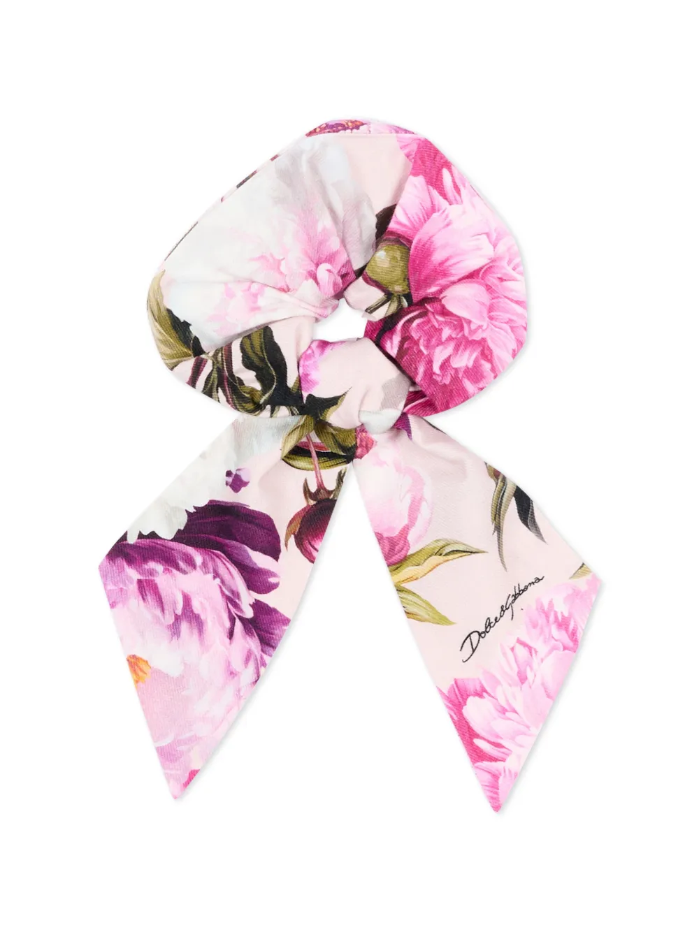 Dolce & Gabbana Kids peony-print flannel scrunchie - Rosa