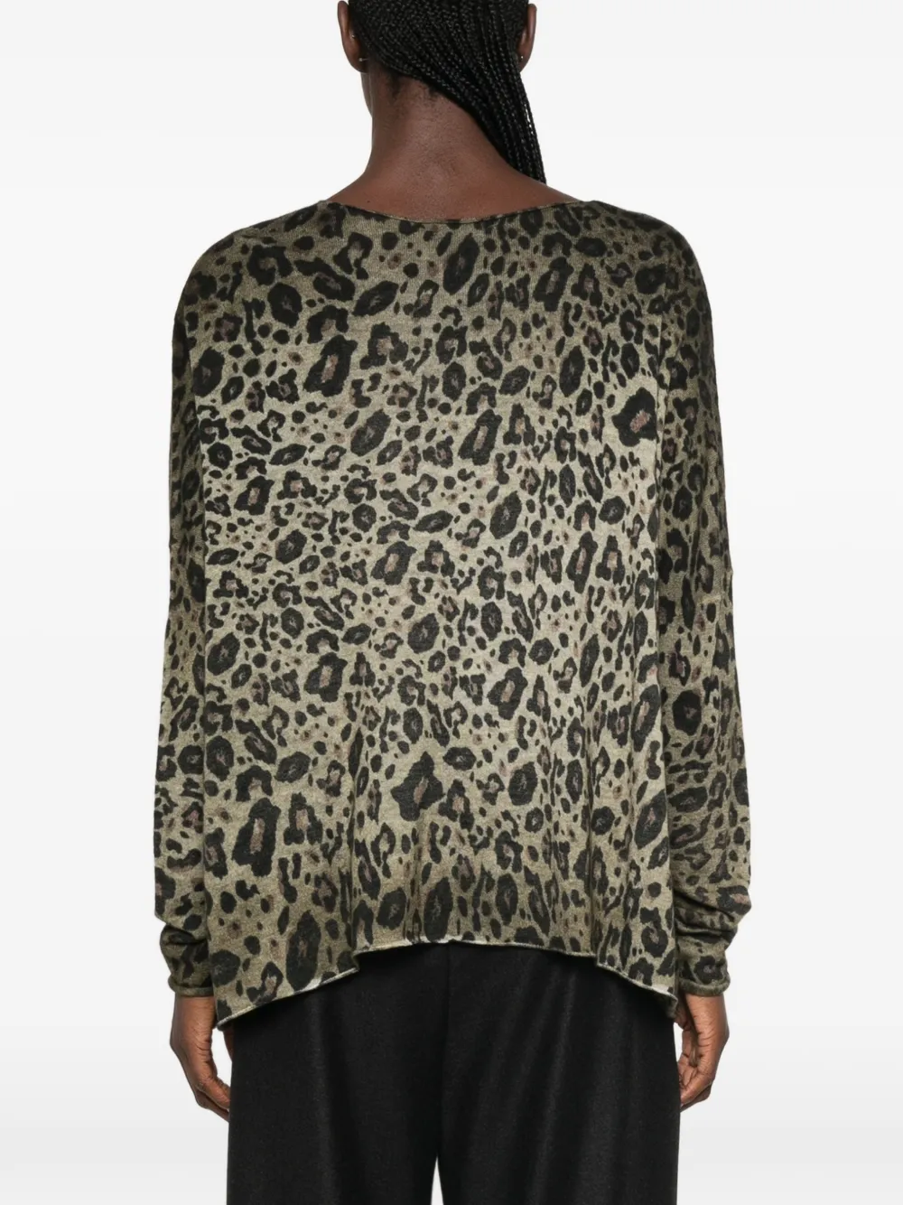 Avant Toi Sweater met luipaardprint Groen