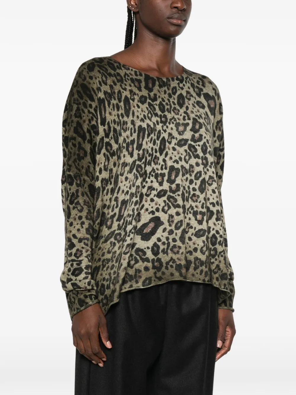 Avant Toi Sweater met luipaardprint Groen
