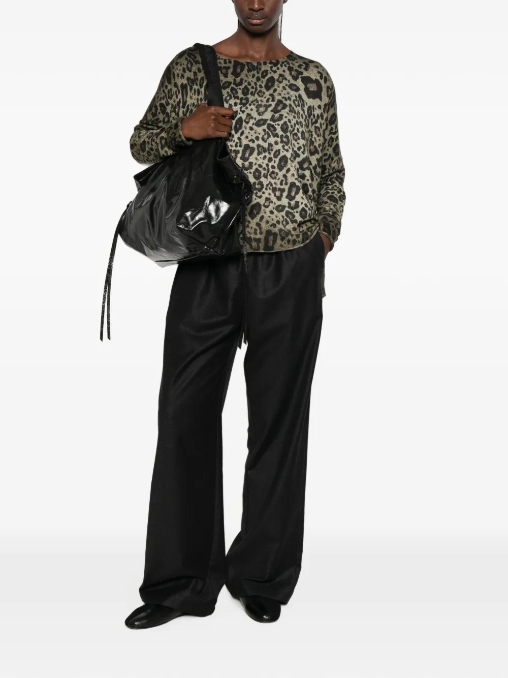 Avant Toi Sweater met luipaardprint Groen