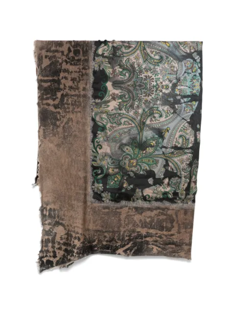 Avant Toi paisley-print frayed scarf