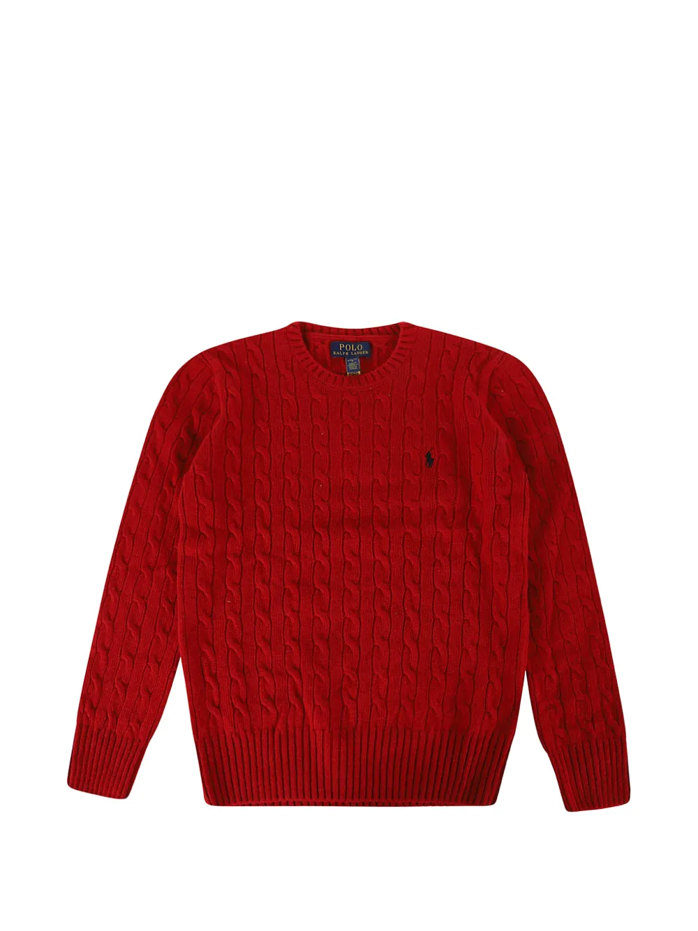 POLO RALPH LAUREN KIDS cable-knit embroidered-logo sweater - Rosso