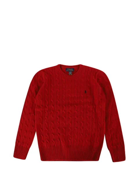 POLO RALPH LAUREN KIDS cable-knit embroidered-logo sweater