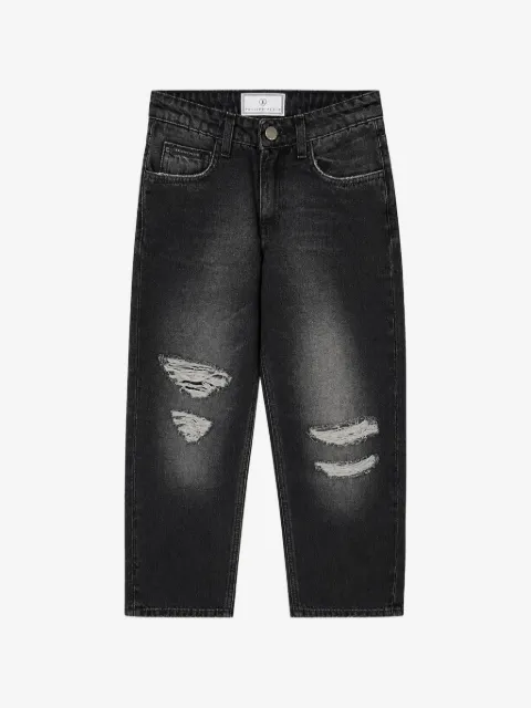 Philipp Plein Junior vaqueros rectos con parche del logo y efecto envejecido