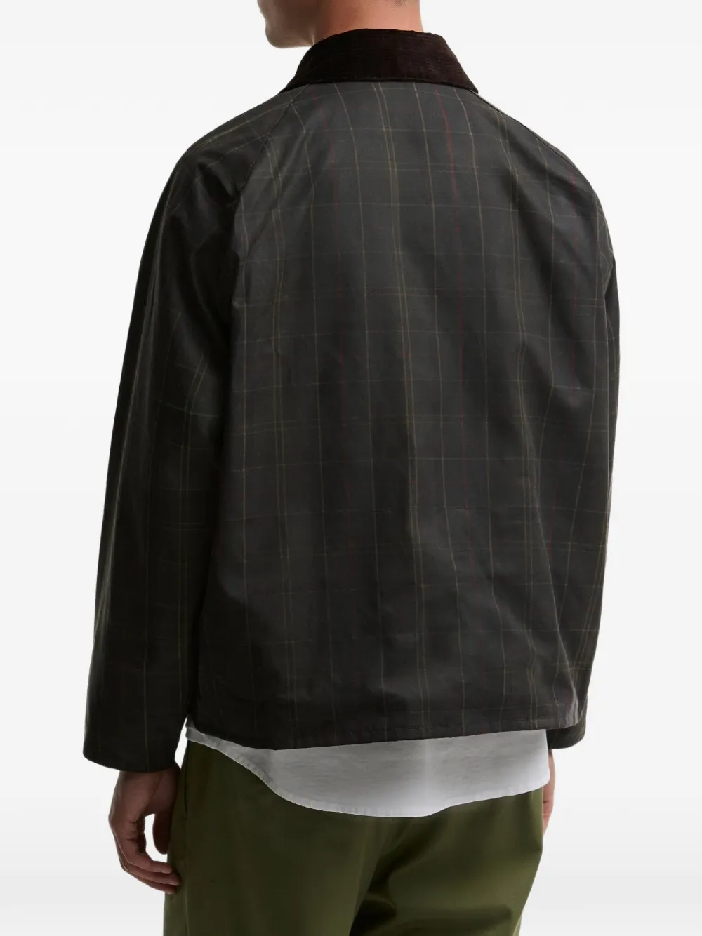 Barbour Jas met ribfluwelen kraag en tartan-print Bruin