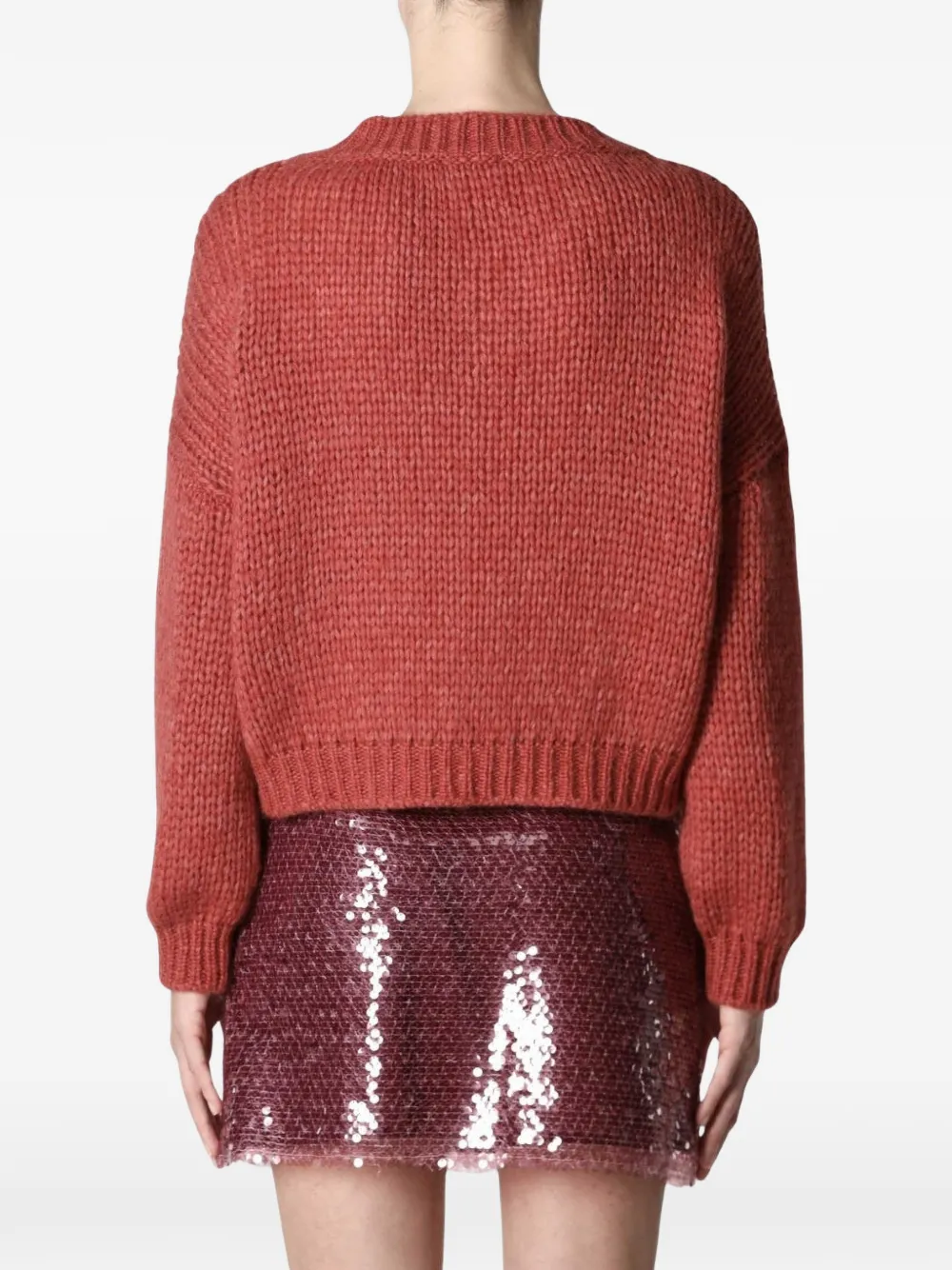Roberto Collina Chunky gebreide trui met V-hals Rood