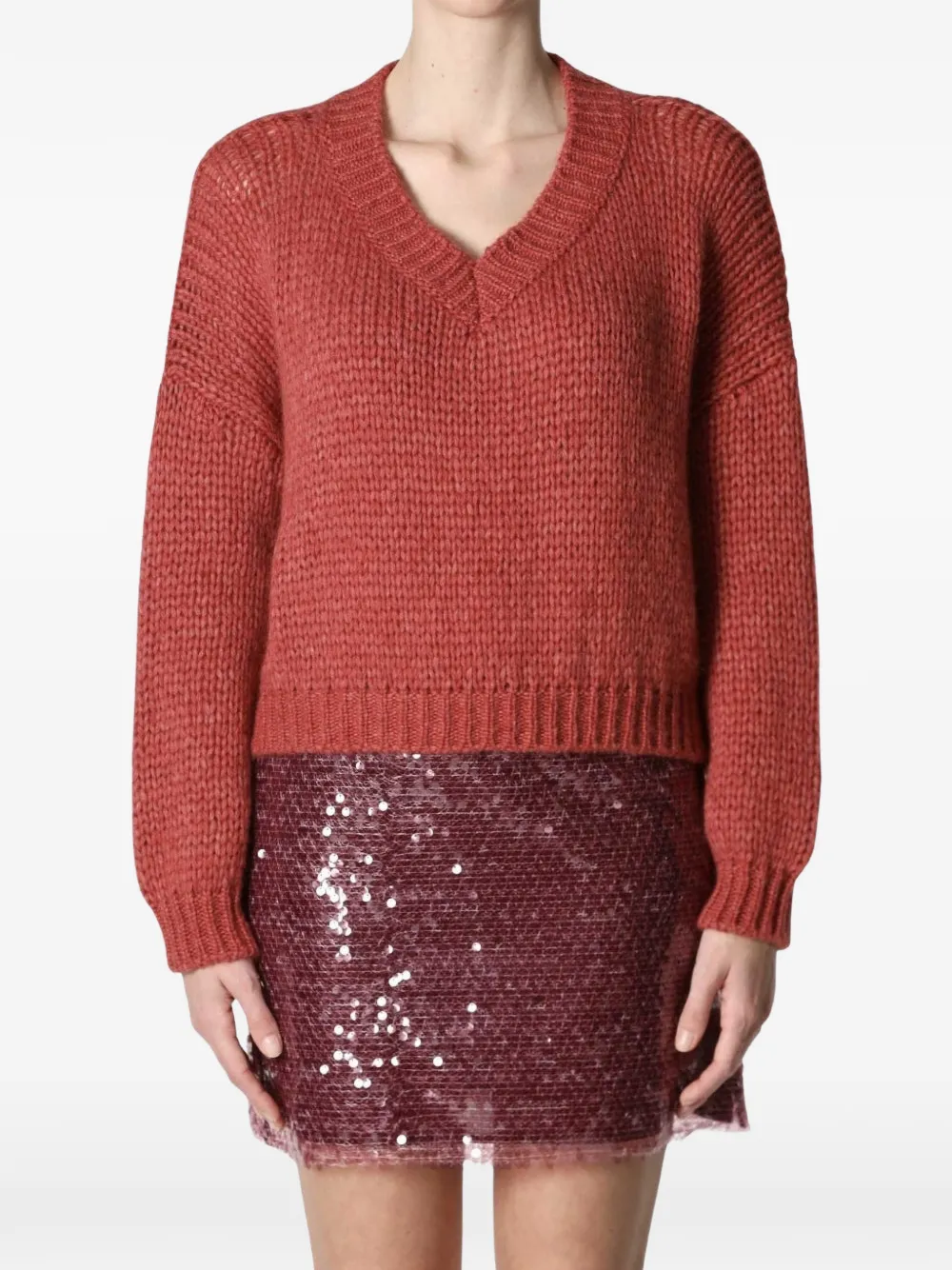 Roberto Collina V-neck chunky-knit sweater - Rot