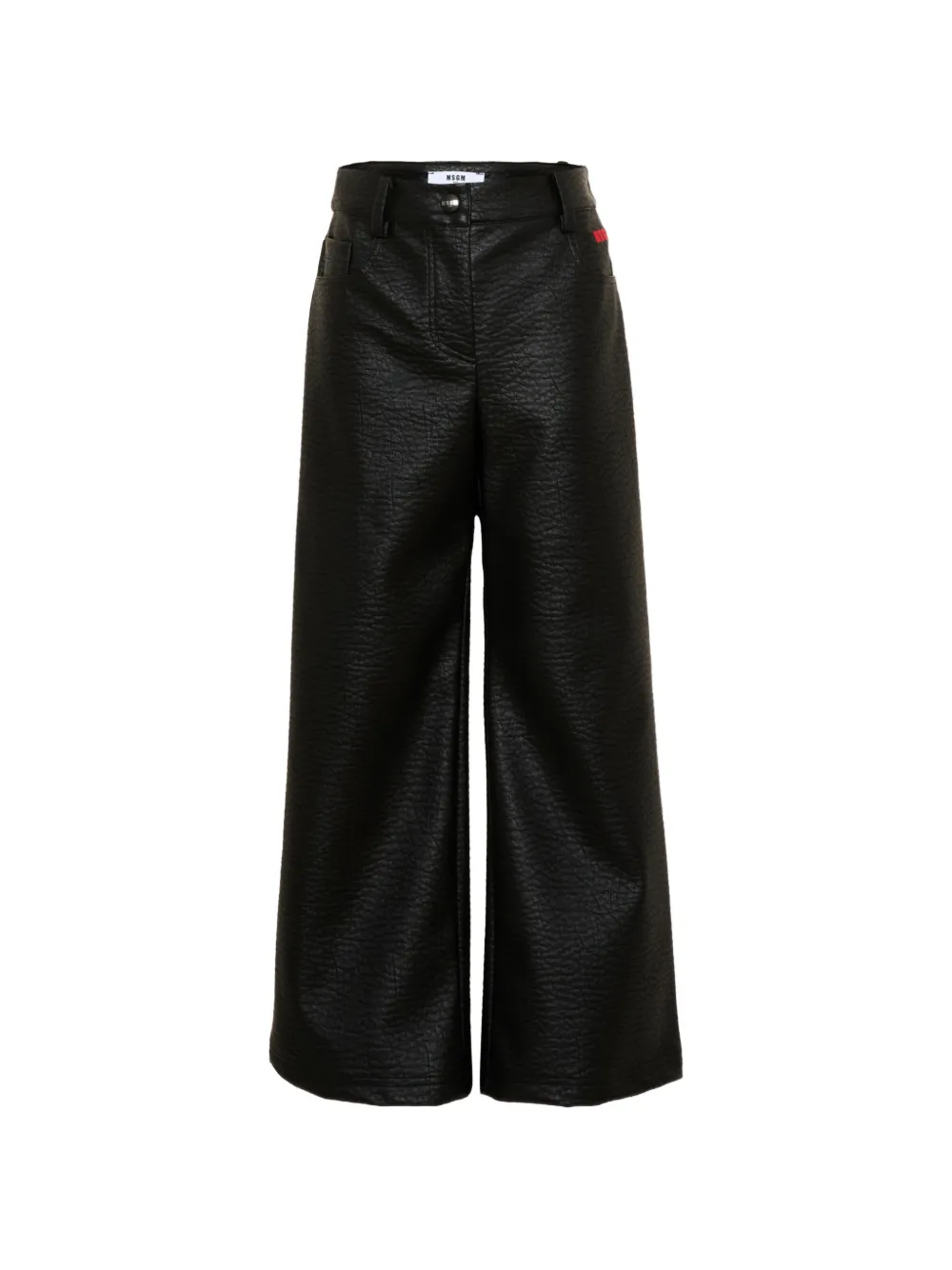 MSGM Kids logo-embroidered textured-finish trousers - Nero