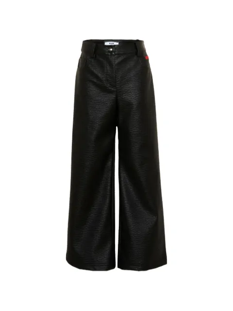 MSGM Kids logo-embroidered textured-finish trousers