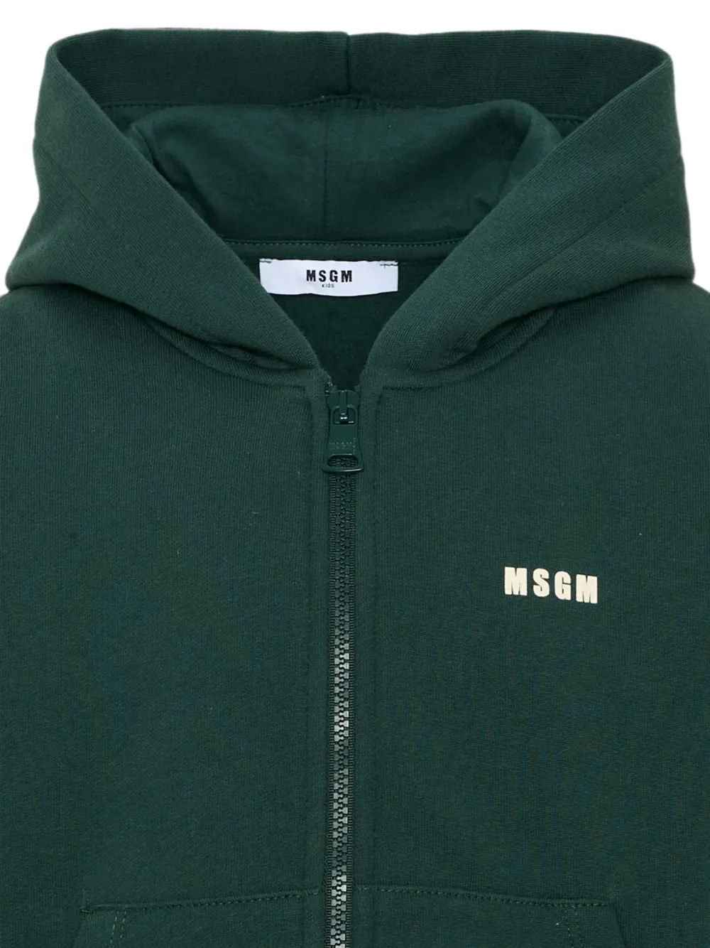 MSGM Kids Hoodie met logoprint en rits Groen