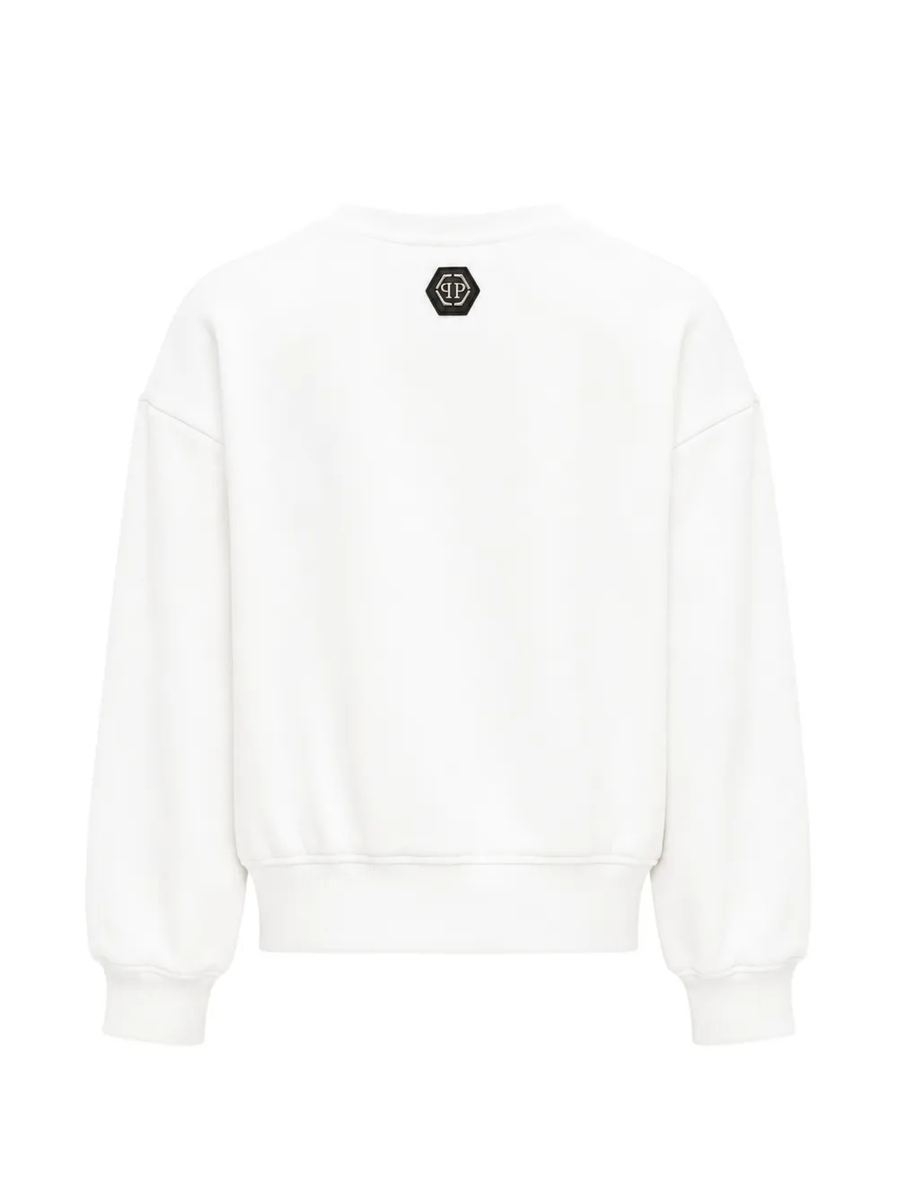 Philipp Plein Junior Sweater verfraaid met kristallen logopatch Wit