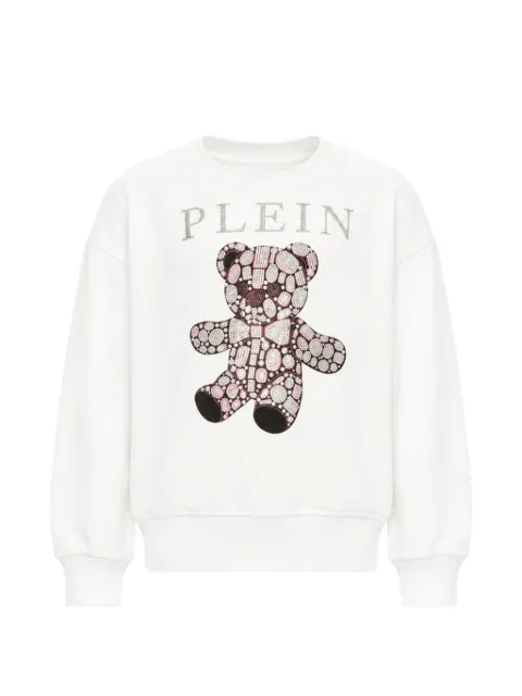 Philipp Plein Junior crystal-embellished logo-patch sweater