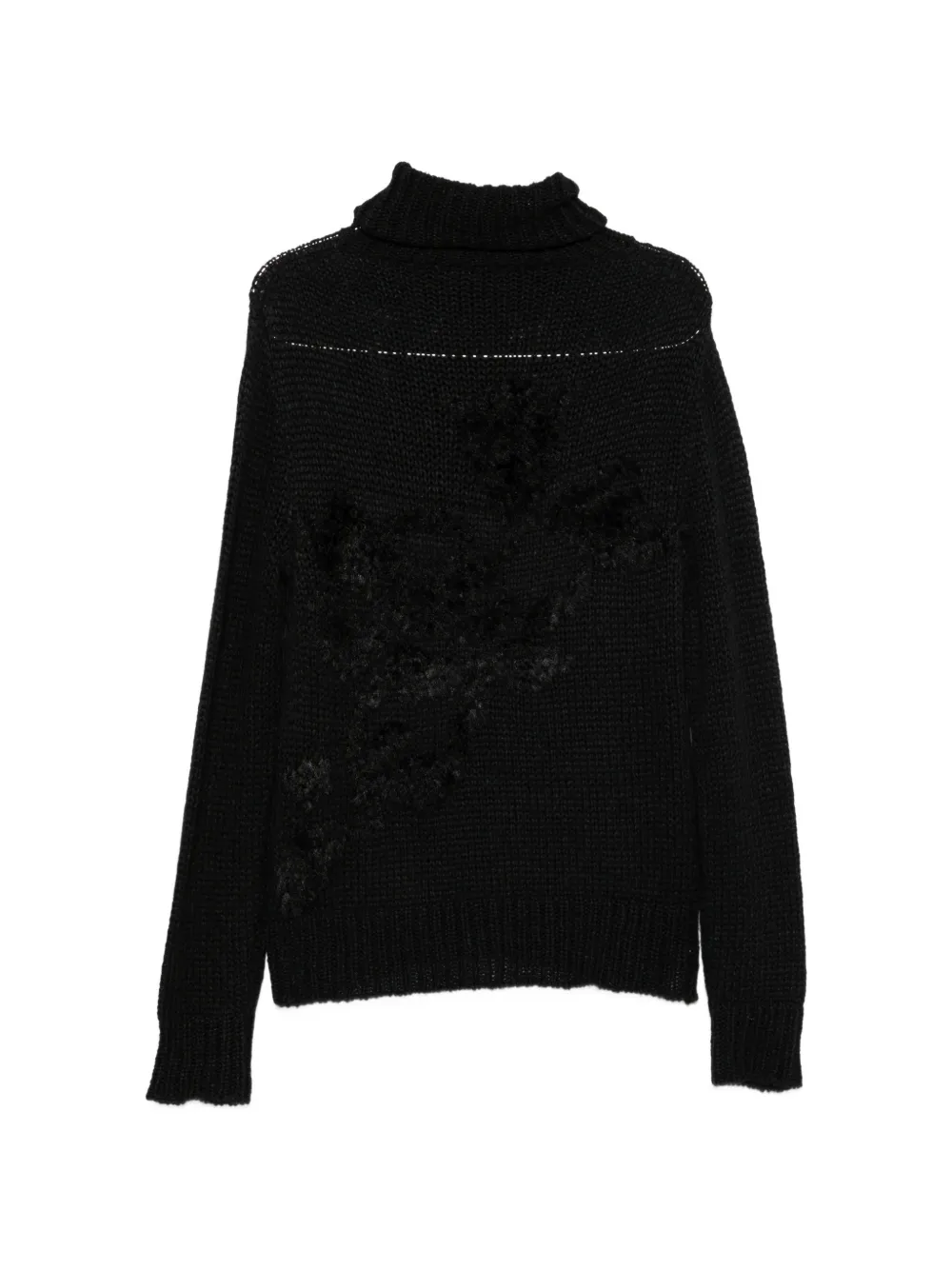 Ann Demeulemeester Trui van mohairblend met bloemenpatch Zwart