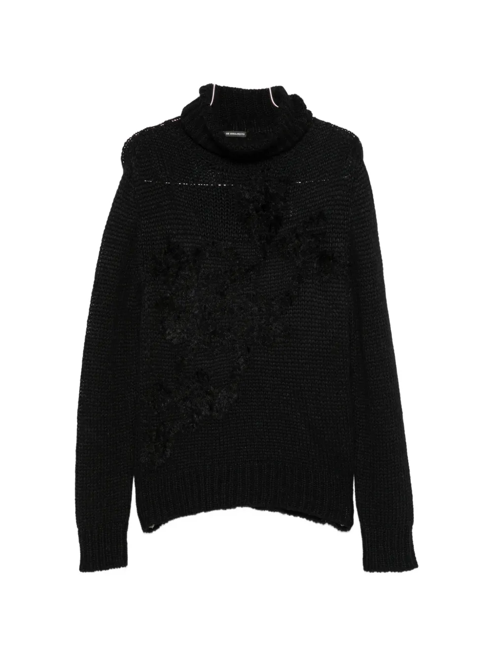 Ann Demeulemeester mohair-blend floral-patch sweater - Schwarz