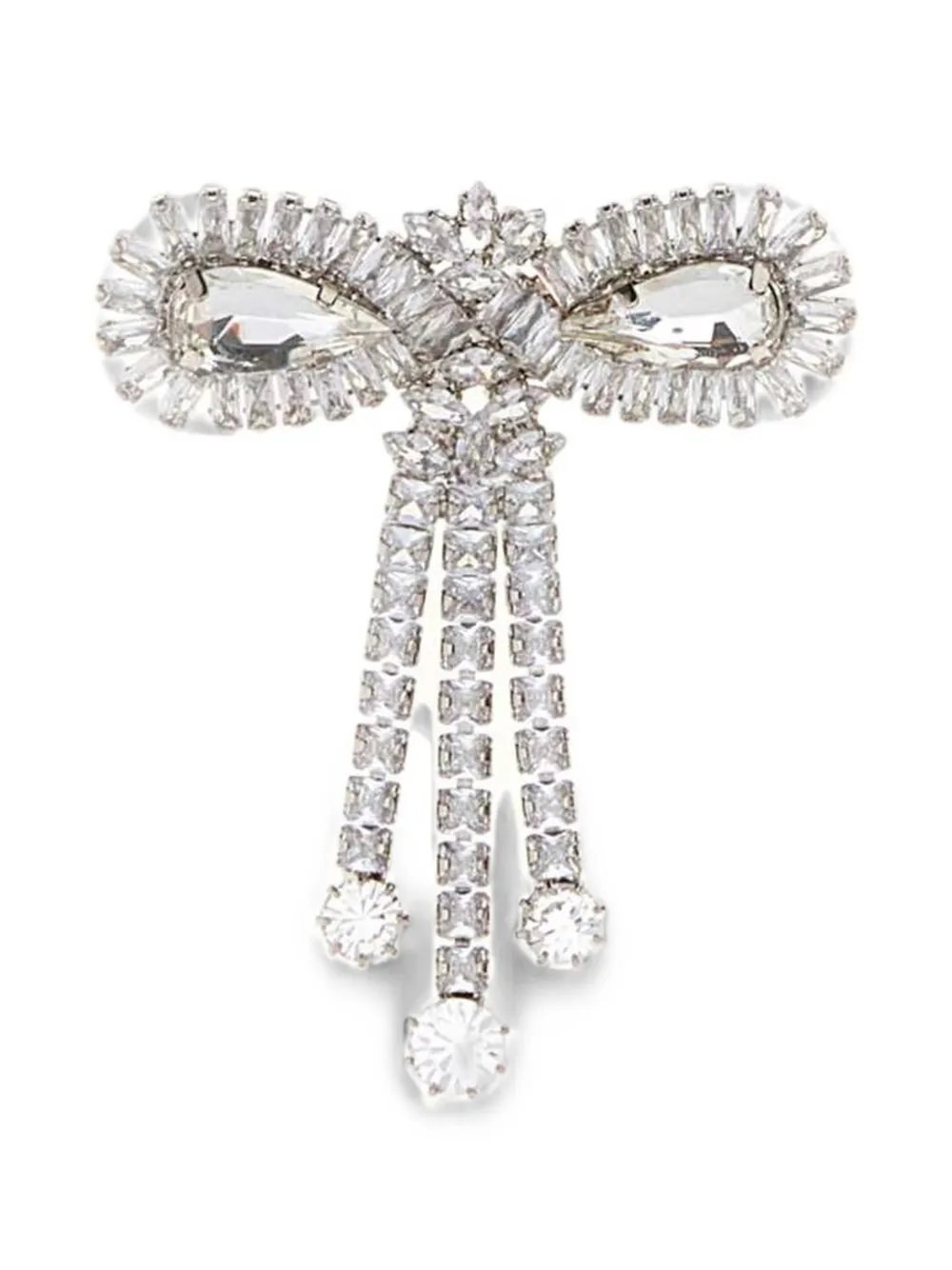 Alessandra Rich embellished bow brooch - Silber
