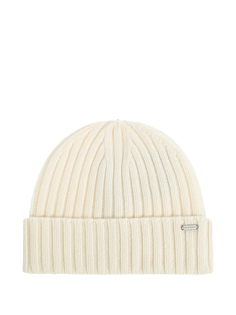 Paul & Shark ribbed-knit logo-plaque beanie hat - Bianco