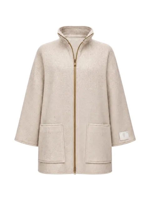Eleventy herringbone-weave zip-up coat