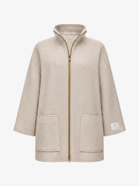 Eleventy herringbone-weave zip-up coat