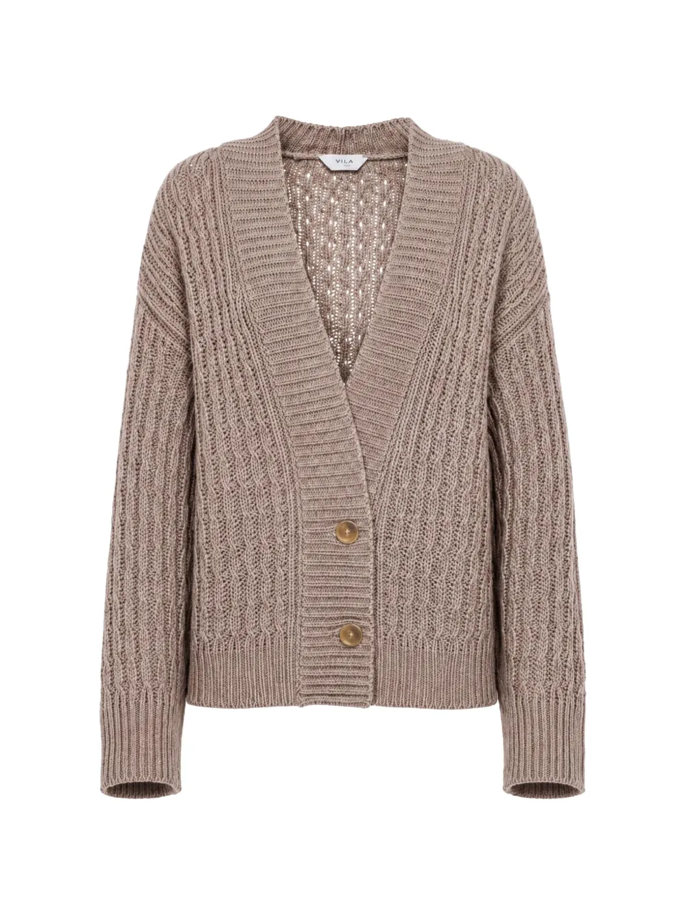 Malo cable-knit V-neck cardigan - Braun