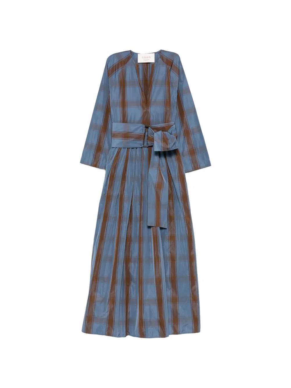 CO.GO check-print belted maxi dress