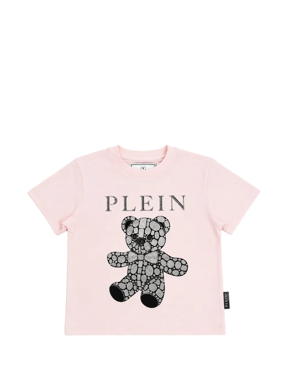 Philipp Plein Junior teddy bear-motif crystal-embellished T-shirt - Rosa