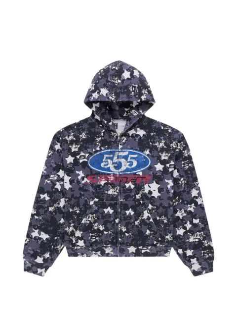 SP5DER camouflage-print zip-up hoodie